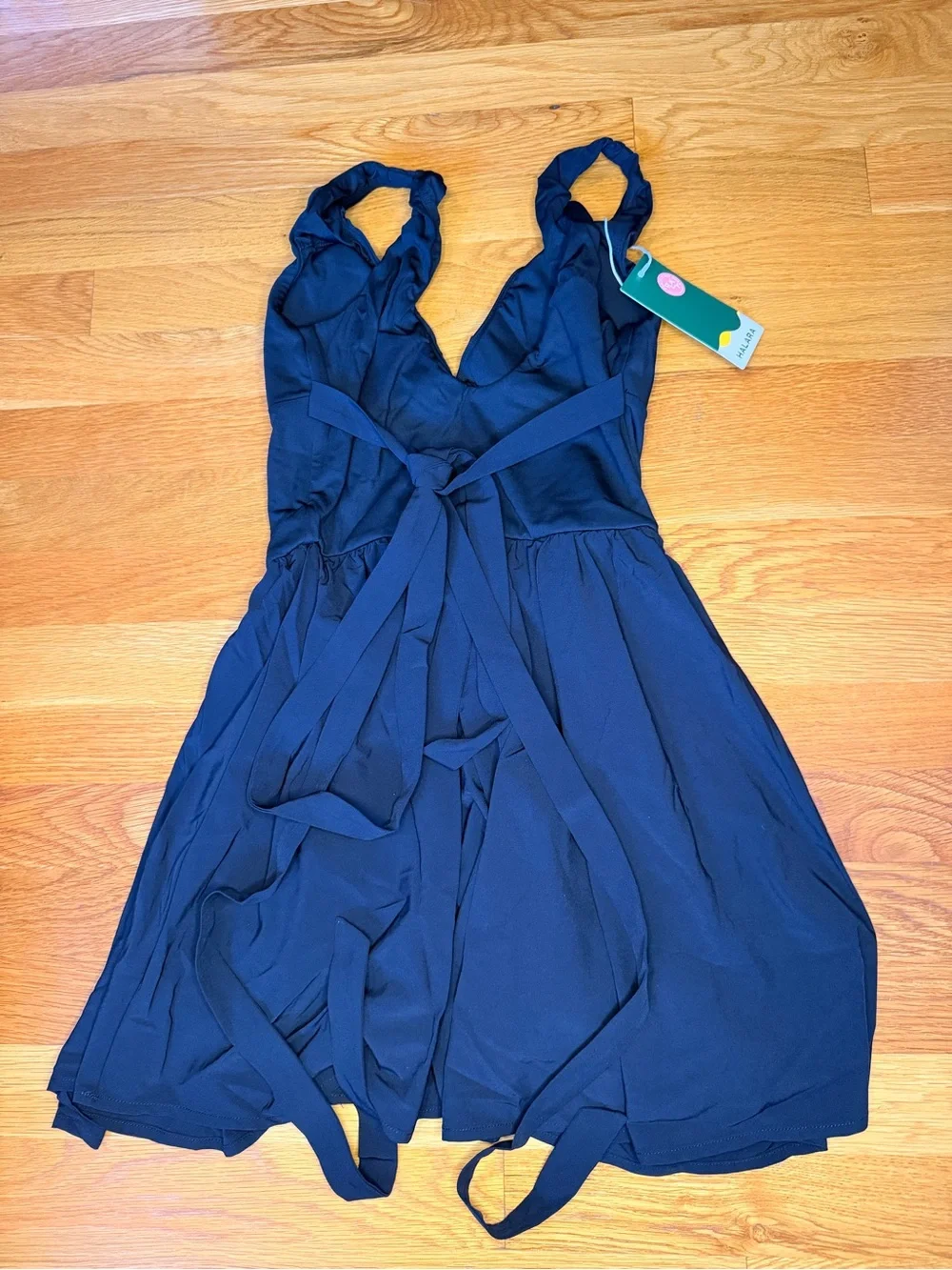 Halara Black Backless Tie Mini Dress XS NWT Ballet Core